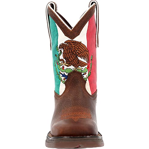 Durango Lil Little Bota infantil com bandeira mexicana, Sandy Brown e bandeira do México, 4.5 Big Ki