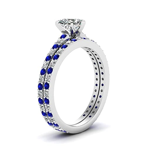 Image of 55Carat Choose Your Gemstone Classic Delicate Diamond CZ Wedding Set sterling silver Heart Shape Wedding Ring Sets Ornaments Surprise for Wife Symbol of Love Clarity Comfortable US Size 4 to 12