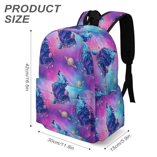 Spacious Commuter Backpack, Women Men Portable Cute Waterproof Wolf Backpacks Shoulder Bag for Work, Travel, Lightweight Reusable Bags3