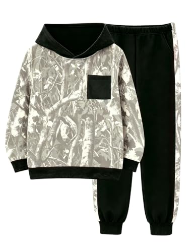 Image of Boys Clothes Fall Winter Outfits Camouflage Long Sleeve Hoodie and Pants 2PC Kids Clothes Boys for 5-14 Years