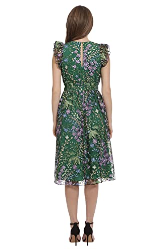 Maggy London Women's V-Neck Garden Floral Embroidered Dress Colorful Feminine Party Event Occasion Guest of3