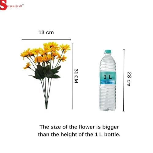 Image of SATYAM KRAFT 1 Pcs Artificial Sunflower Bunch for Home Decor, Living Room, Balcony, Office, Table, Fake Flowers, Realistic Look, Pooja, Wedding, Gifts, Showpiece (Without Vase) (Yellow)