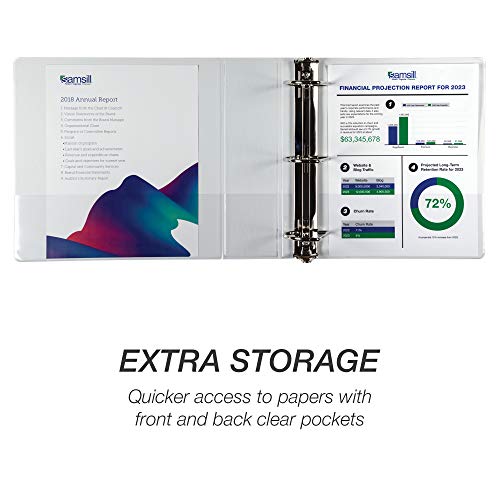 Samsill Durable 3 Inch Binder, Made In The Usa, D Ring Binder, Customizable Clear View Binder, White, 2 Pack, Holds 625 Pages #TOP4