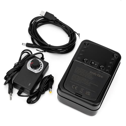 onlyfire Moteur Tournebroche Électrique 3 en 1 pour Barbecue - Alimentation Secteur, Piles D ou Câble USB – Vitesse Réglable 1,5 à 7 RPM – Compatible...