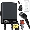 dé Borne de Recharge Véhicules Électrique 22kW APP [6-32A, Triphasé] Wallbox 22kW avec Câble Type 2 7,5m, RFID, Borne de Recharge avec RCD Type-B et ip54 pour E-208 et Autres BEV/PHEV, Noir