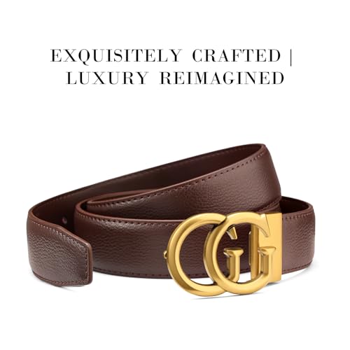Image of Mens Microfiber Synthetic Leather Belt for Men - Adjustable Strap with Gold Buckle, Belt for Business & Casual