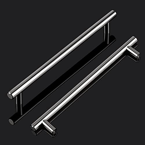 Image of Probrico 15 Pack | 10 Inch Polished Chrome Cabinet Pulls, 12-3 /5 Inches Total Length, Stainless Steel Euro Kitchen Cabinet Hardware, Chrome Drawer Pulls