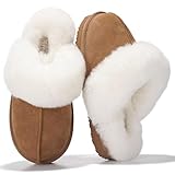 Project Cloud Genuine Leather Slippers for Women Footwear with Genuine Fur Lining Womens Clogs & Mule - Non-slip Indoor/Outdoor Scuff Womens Slippers with Memory Foam Insole (Henka,CHSTNUT,9)