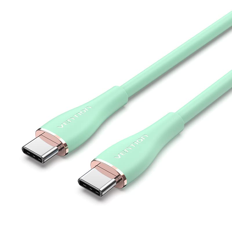 VENTION USB 2.0 C Male to C Male 5A Cable 100W PD Flow Silicone Fast Charging Cable (1 Meter, Silicone, Green)