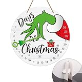 PETCEE Christmas Grinch Advent Calendar 2025 - Christmas Grinch Countdown Calendar Decorations Days Till Christmas Countdown Welcome Hanging Sign Wreath for Front Door Home Wall Indoor Outdoor Decor