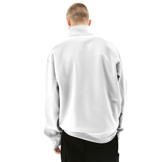 Image of Fleece Half Zip High Neck Loose Fit Sweatshirt for Men's