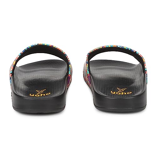 Image of YOHO Tropica Printed Comfortable Women Slides | Stylish Rainy Footwear & Waterproof Monsoon Sandals | Soft Inner Lining On Strap
