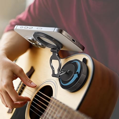 Guitar Phone Holder Mount with Vacuum Suction, Guitar Bass Accessories Gifts for Players...