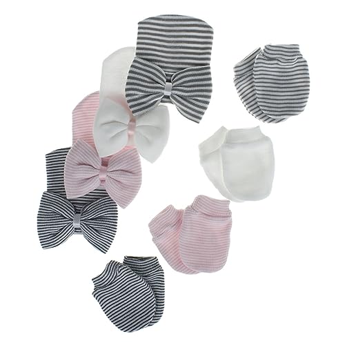 Didiseaon Newborn Baby Girl Hat Set Knit Cap Glove Bowknot Decorative Hat Soft Yarn Material Baby's Fashion Accessory