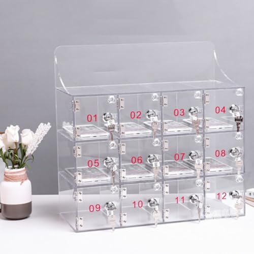 Caja de acrílico para teléfono celular con 16 compartimentos y anclaje 3