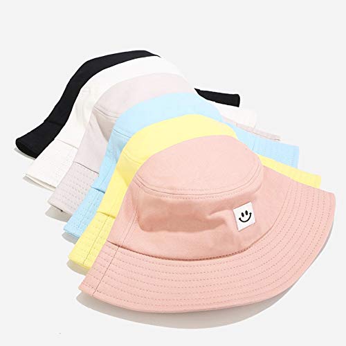 Sun Hat For Women Men Cotton Uv Protection Bucket Hat Summer Fishing Hunting Hiking Travel Cap Double-Sided Reversible Wide Brim Beach Hat Unisex Girls Packable Outdoor Smile Face Hat (Black) #TOP5