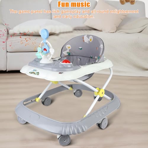 4 in 1 Lauflernhilfe, Lauflernwagen, Baby Walker, Licht & Rädern, Gehfrei Baby ab 6 Monaten, 12kg Belastbar (67 x 72 x 92 cm – Grau (B)) – Bild 3