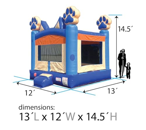 Crossover Inflatable Bounce House, Blue Puppy Dog, 13 x 12 x 14.5 Foot, Outdoor Playhouse for Kids Outdoor Commercial Bouncer Castle with Basketball Hoop, Blower, Stakes, & Storage Bag - Image 3