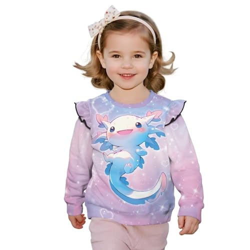 2025 Fashion Ruffle Long Sleeve Crewneck Sweatshirt for Girls Lightweight Soft Pullover Top for Play Age 1-8 Years