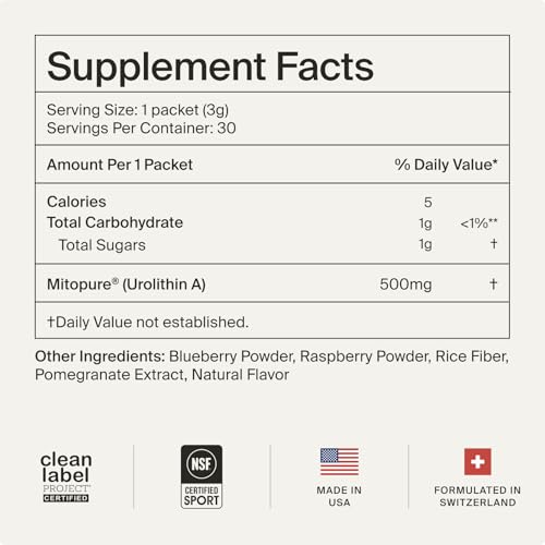 Image of Timeline Mitopure Urolithin A Supplement Powder 500 MG- Clinically Proven Support for Healthy Aging and Cellular Renewal - Mitoceutical for Muscle Support and Longevity