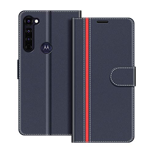 COODIO Coque en Cuir Motorola Moto G Pro, Étui Téléphone Motorola Moto G Pro, Housse Pochette Motorola Moto G Pro Fonction Stand Etui Coque pour Motorola Moto G Pro, Bleu Foncé/Rouge