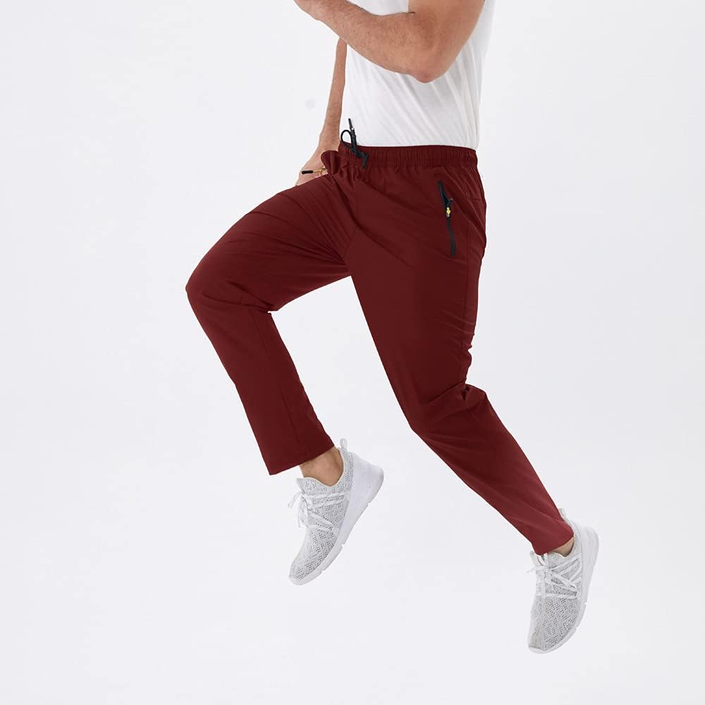 Rapoo Men's Lightweight Pants with Zipper Pockets Quick Dry Workout Athletic Travel Pants - Image 4