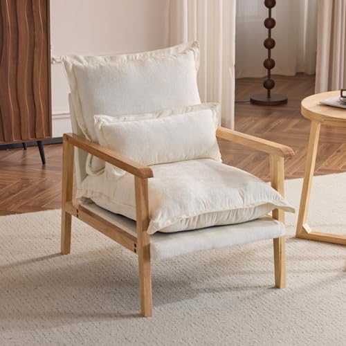 Sillón Chenille Beige con Cojín Lumbar miniatura 1