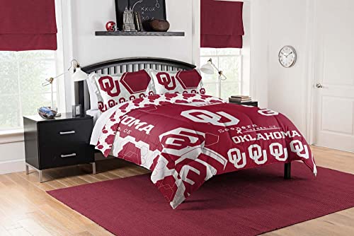 Northwest NCAA Oklahoma Sooners Unisex-Adult Comforter and Sham Set, Full/Queen, Hexagon