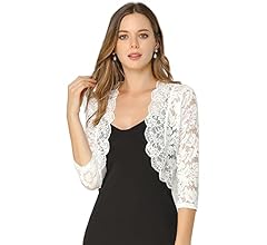 Amazon | [Allegra K] レースボレロ 総レース シアー 花柄 シュラグ