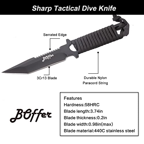 Dive Knife Scuba Diving Knife, Black Tactical Sharp Blade knives