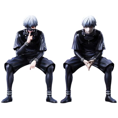 Szchxin Figuras de Anime Kaneki Ken Figura Anime Estatua Kaneki Ken Figura de Acción Sentada Modelo Manga Escultura PVC Estatua Coleccionable Decoración Regalo 11 cm