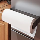 YIGII Magnetic Paper Towel Holder Black, Kitchen Outdoor Grill Garage Paper Towel Rack with Strong Magnets, Papertowel Holder for Fridge, Stainless Steel