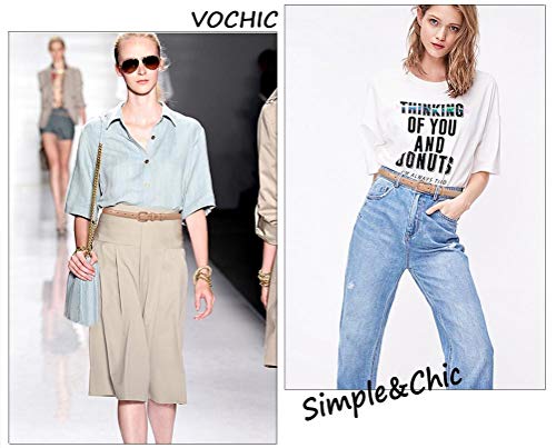 VOCHIC Trendy Women Leather Skinny Belts for Jeans Pants Thin Dress Waist Belt2