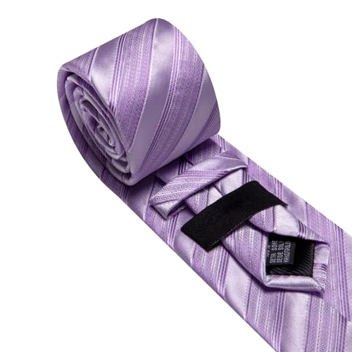Image of Barry.Wang Tie Sets for Men Silk Stripe Necktie Woven Checkered Handkerchief Cufflinks Formal Business Wedding