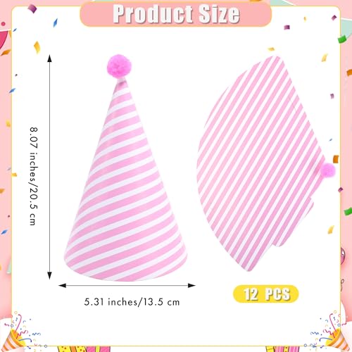 image for CANREVEL 12 PCS Party Hats with Pom Poms for Adults, Party Supplies fo