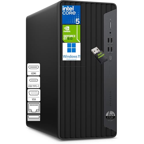 HP Prodesk Desktop Computers PC for Home & Office Business, Intel i5-10400F (16GB DDR4, 512GB PCIe SSD), Compact & Silent Design, Triple-Display Support, WiFi Adapter, Keyboard & Mouse, Windows 11 Pro