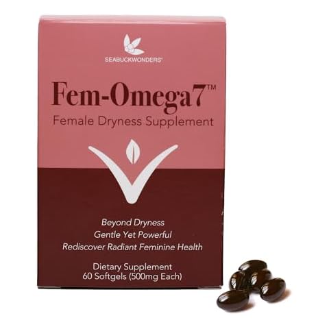 Seabuckwonders Organic Fem-Omega7 Supplement, Vaginal Moisturizer Supporting Female Dryness, 60 Count Softgels Cover