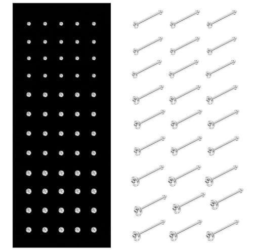 VAMA FASHIONS 60 PCS Stone Nose Pins Surgical Steel Nosepin Multiple Piercing Nose Stud Pierced Nose Pin Nath Nosering Set For Women & Girls