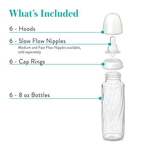 Evenflo Feeding Glass Premium Proflo Vented Plus Bottles For Baby, Infant And Newborn - Helps Reduce Colic - Clear, 8 Ounce (Pack Of 6) #TOP2