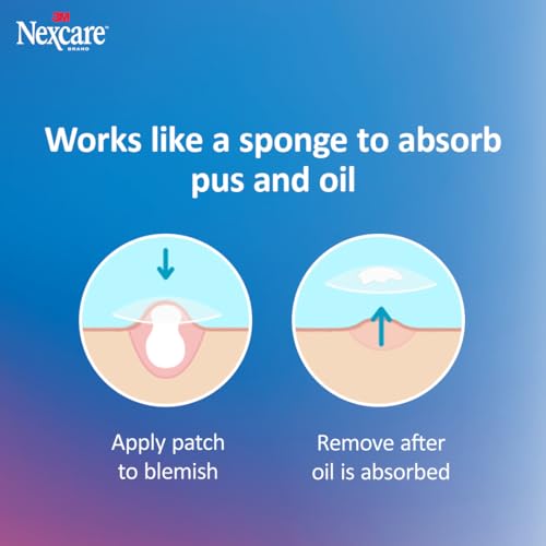 Image of Nexcare Thin and Transparent Acne Patch, Skin Cover Absorbs Pus and Oil from Clogged Pores, Made with hydrocolloid, tab Allows for Easy Removal from Liner - 39 Pimple Patches, 2-Pack