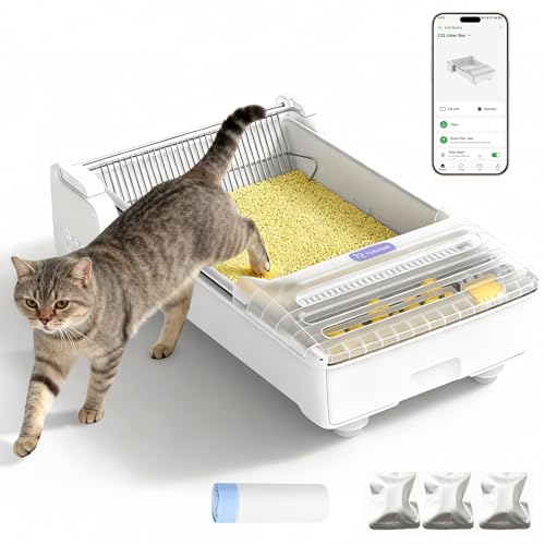 Robotail Vollständig Offener Selbstreinigende Katzentoilette Katzenklo Selbstreinigend, Extra Großer Platz Automatisches Elektrisches Katzenklo mit APP-Steuerung, Anti-Klemm-Design Robotail Vollständig Offener Selbstreinigende Katzentoilette Katzenklo Selbstreinigend, Extra Großer Platz Automatisches Elektrisches Katzenklo mit APP-Steuerung, Anti-Klemm-Design