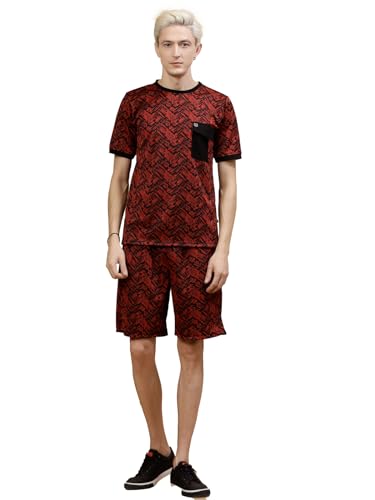 Image of Rigo Cotton Blend Waffle Knit Self Textured Co-Ord Set For Men's|Night Suit Set|Lounge-Wear Pajama Set|Night Wear, Beach Wear, Vacation Wear