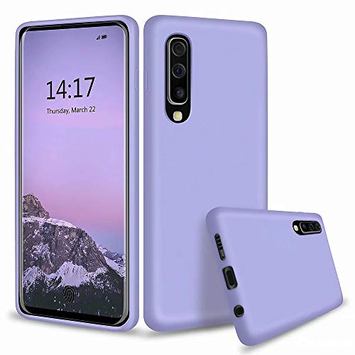 YaMiDe Samsung Galaxy A7 2018 Hülle Silikon Case Cover, Mit Displayschutzfolie, Stoßfest Anti Fingerabdruck Kratzfest Handyhülle, Helles Lila Cover