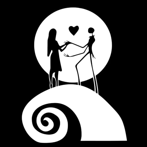 Nightmare Sally and Jack on Hill Decal Vinyl Sticker Auto Car Truck Wall Laptop | White | 4