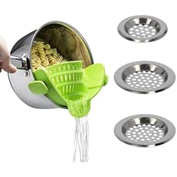 Ollas Sartenes Y Cacerolas Pack Colador de silicona. Escurridor de pasta y colador fregadero, agarre resistente y fácil para todo tipo de ollas, sartenes, cacerolas. Tamaño universal