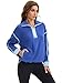 ONFERS Fleece Pullover for Women Half Zip Sweatshirt Oversized Jacket with Pockets Warm Fuzzy Sweater Fall Fashion Large Blue