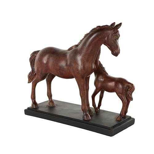 Escultura Cerámica de Caballos con Base Negra 15" x 6" x 13" miniatura 3