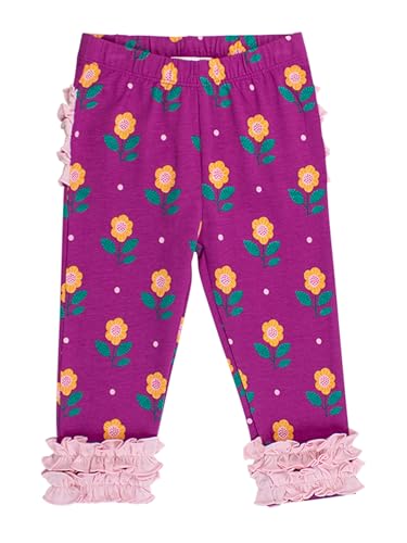 Image of RuffleButts Toddler Girl Merry & Bright Ruffle Leggings - Ankle Leggings | 75% Cotton 23% Spandex 2% Elastane, Breathable Lightweight, Elastic Waistband, Signature Rear Detail To 4T, Machine Washable