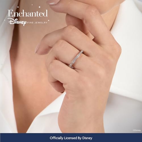 Jewelili Enchanted Disney Fine Jewelry Belle Wedding Band for Women | 14K White & Rose Gold | 1/6 CTTW Natural White Round Diamonds | Disney Princess Inspired Jewelry Gifts for Her2