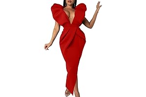 Elegant & Enchanting: Women's Flowing Side Split Ruched Backless Maxi Dress